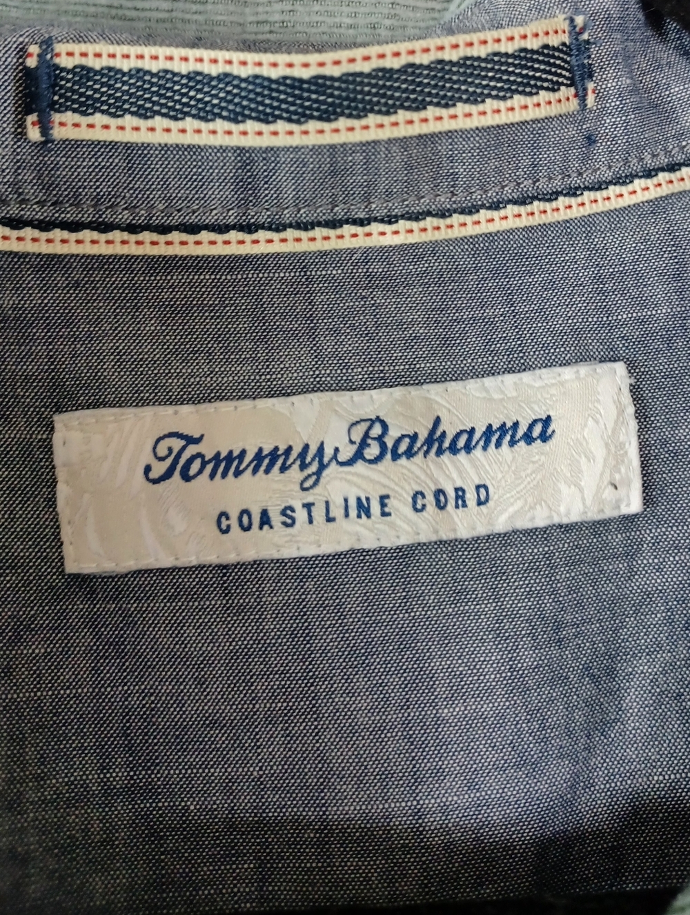 Tommy Bahama Corduroy Button Up Shirt Med Cotton Green Coastal Resort Coastline - Picture 8 of 15